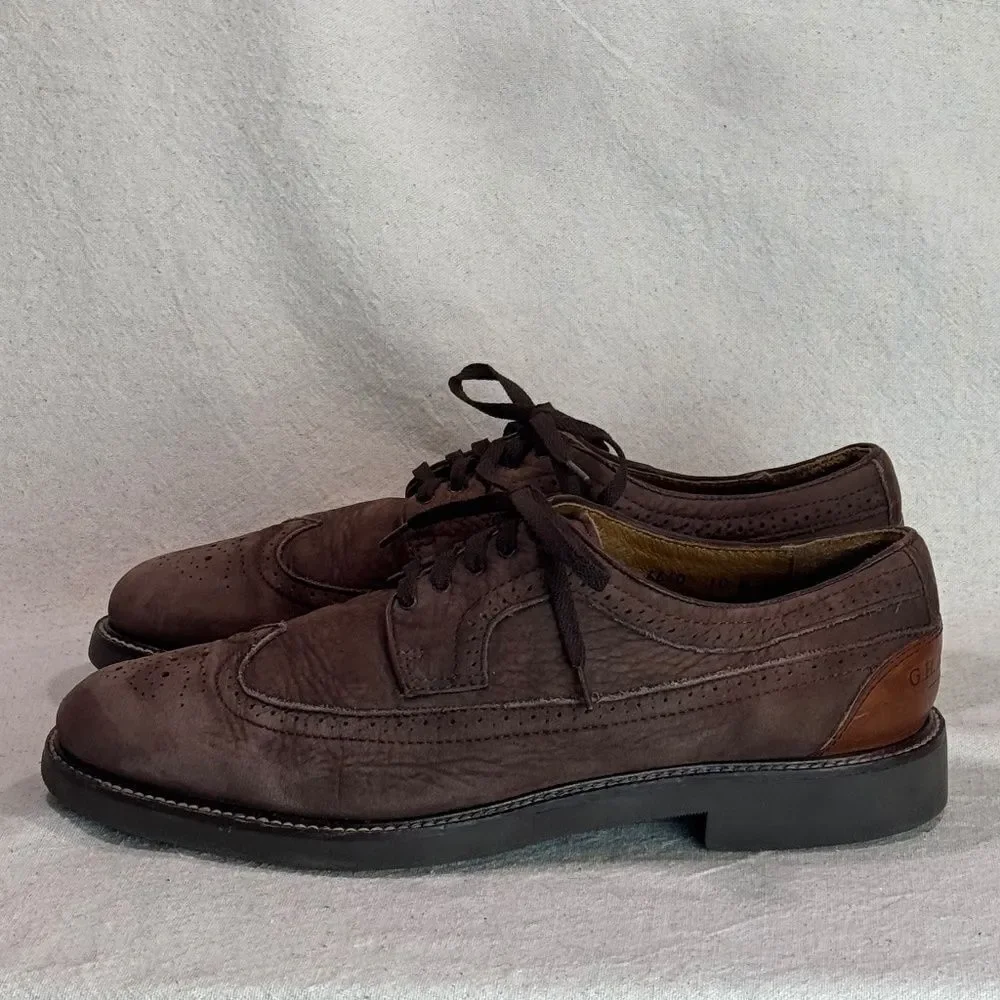 G.H. Bass & Co. Wingtip Oxford Suede Shoes Mens Size 10M